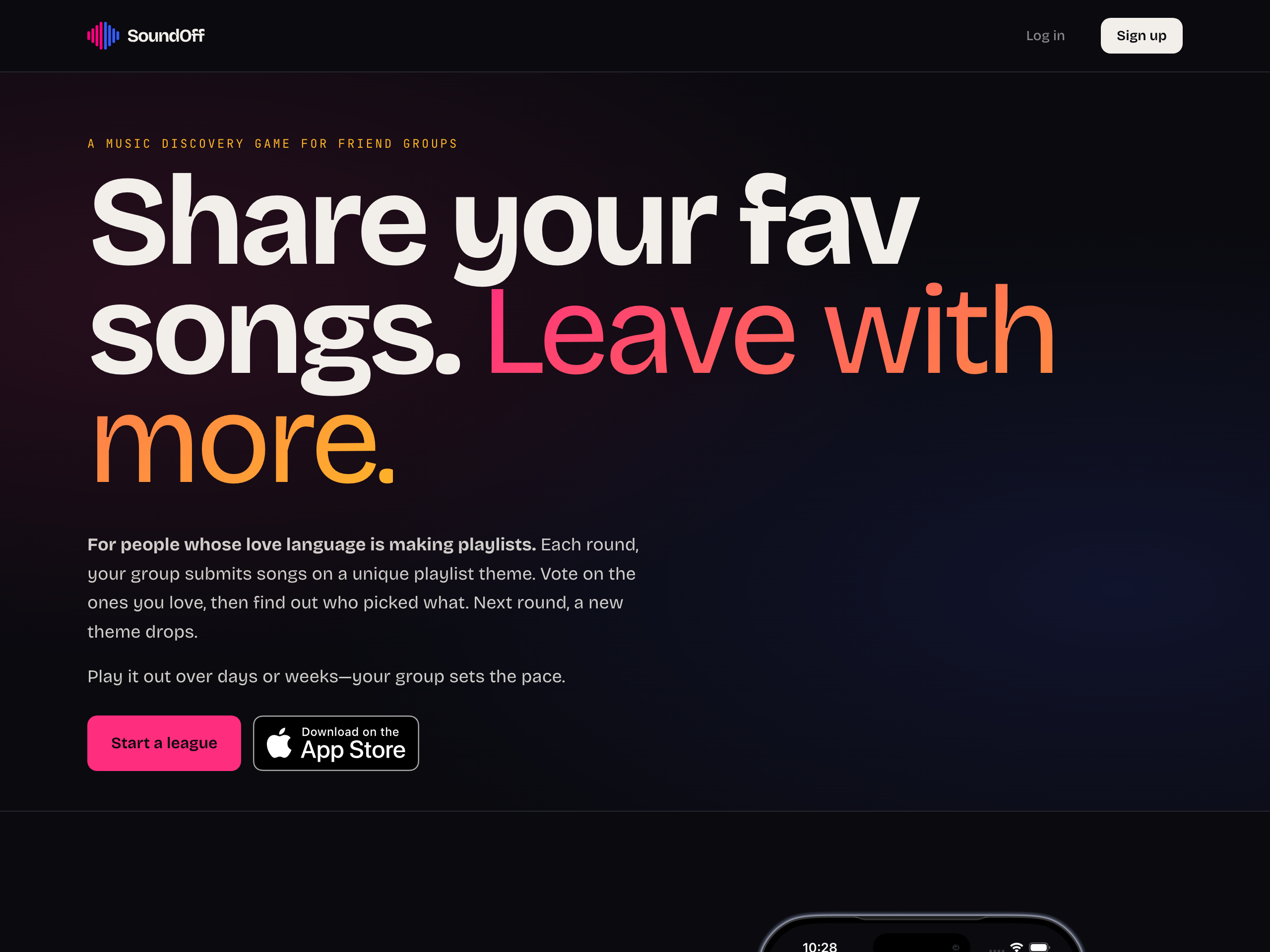 SoundOff landing page